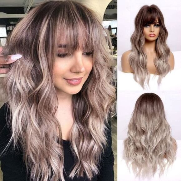 Other - GLOSIE'S Long Wigs for Women, Synthetic Hair Ombre Brown